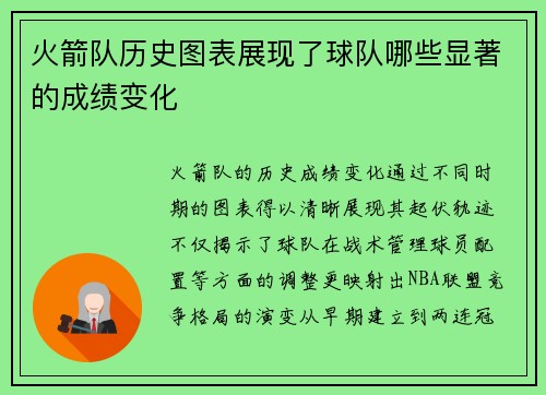 火箭队历史图表展现了球队哪些显著的成绩变化